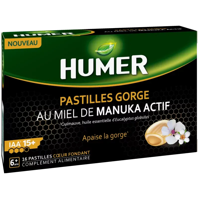 Humer Pastilles Gorge au Miel de Manuka Actif X16 - Univers Pharmacie