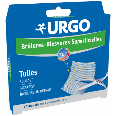 Urgo Brûlures et Blessures Superficielles 4 Tulles 8X8cm - Univers Pharmacie