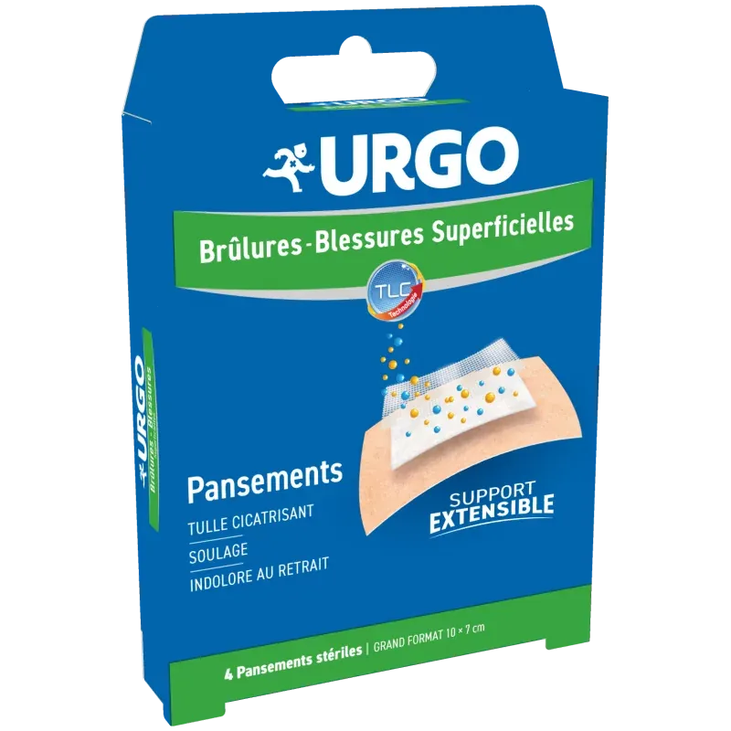Urgo Brûlures Blessures Superficielles Grand Format 4 pansements - Univers Pharmacie