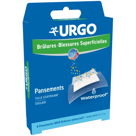 Urgo Brûlures Blessures Superficielles Waterproof Grand Format 4 pansements - Univers Pharmacie