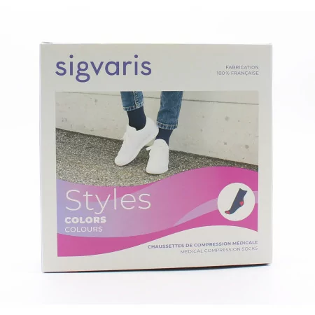 Sigvaris Styles Colors Chaussettes de Compression Médicale Marine/Framboise Taille L Normal - Univers Pharmacie