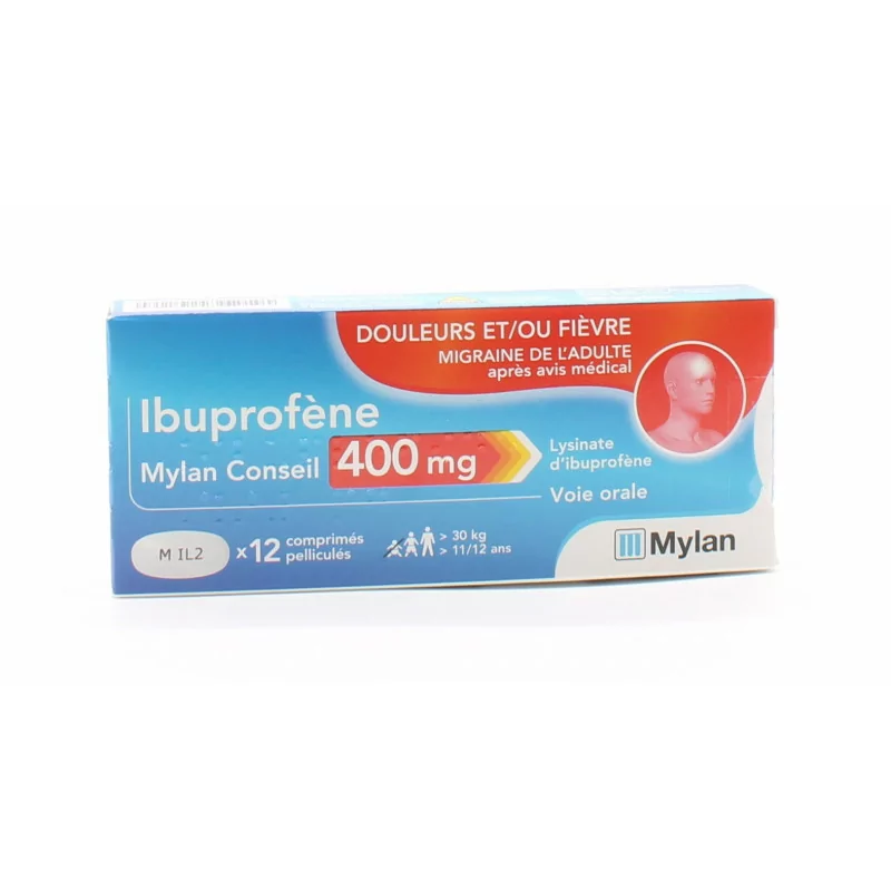 Ibuprofène Mylan Conseil 400mg 12 comprimés | Univers Pharmacie