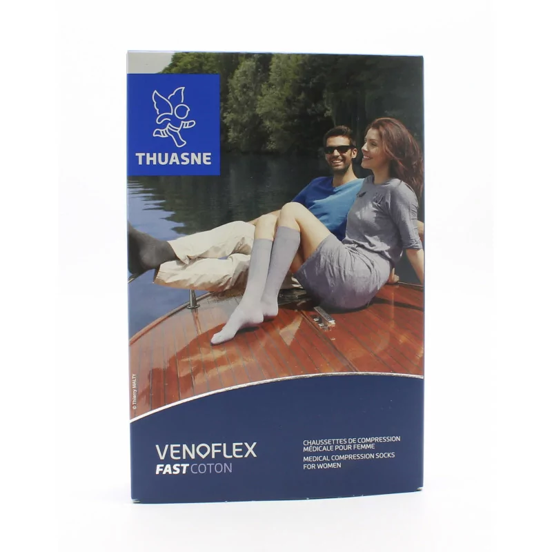 Thuasne Venoflex Fast Coton Chaussettes T2N Irlandais Gris Chiné - Univers Pharmacie