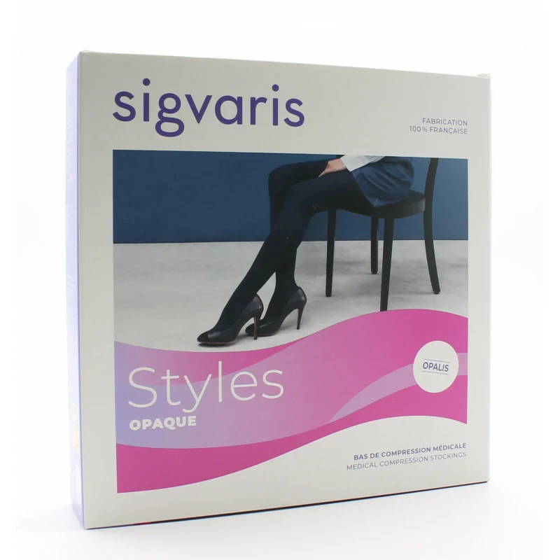 Sigvaris Styles Opaque Opalis Bas Auto-fixants XL Long Plus Noir - Univers Pharmacie