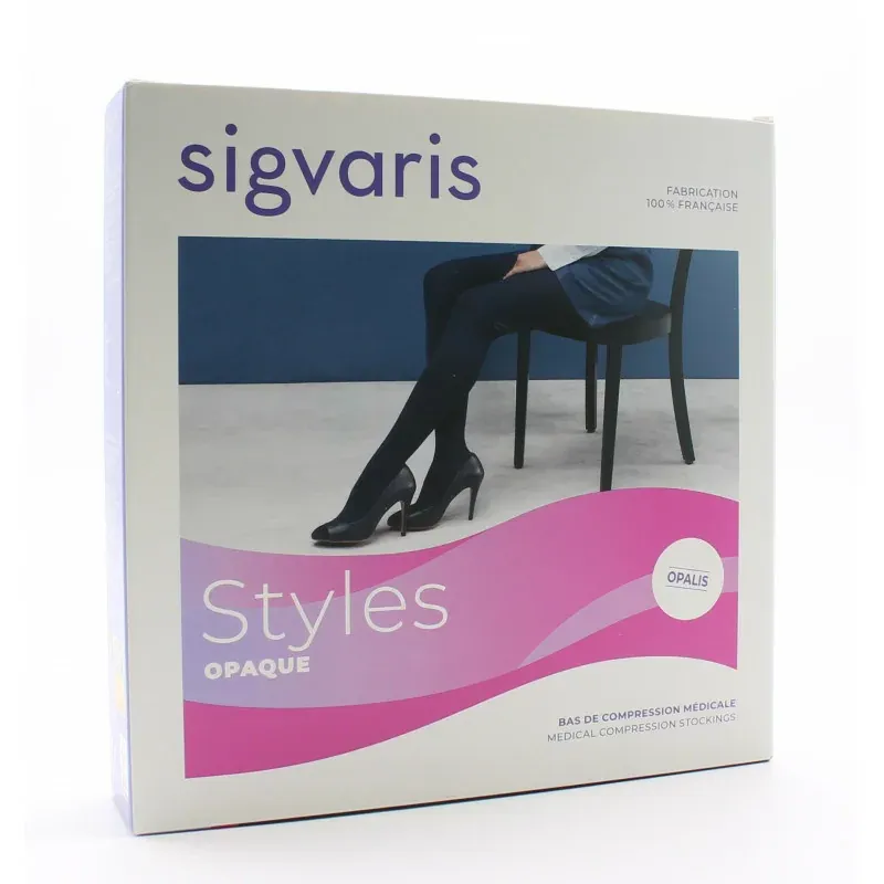 Sigvaris Styles Opaque Opalis Bas Auto-fixants XL Long Plus Noir - Univers Pharmacie