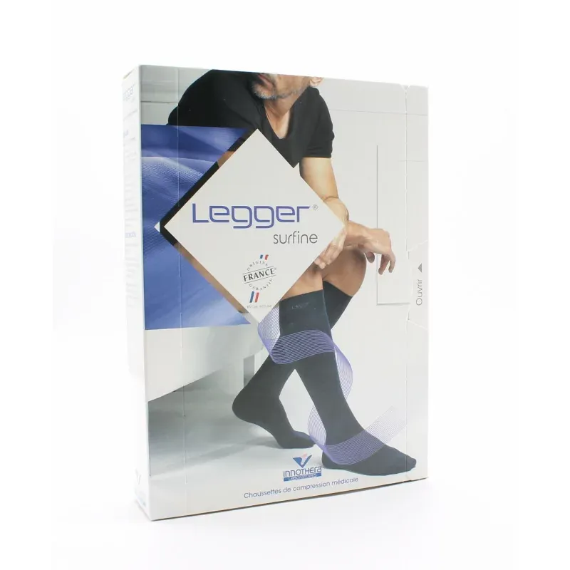 Legger Surfine Chaussettes de Compression Médicale Pied Ouvert T2 Normal Noir - Univers Pharmacie