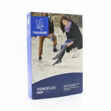 Thuasne Venoflex Fast Laine Chaussettes de Compression T3L Torsade Noir - Univers Pharmacie