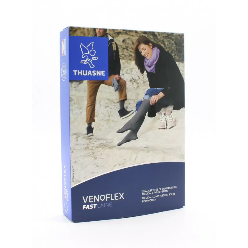 Thuasne Venoflex Fast Laine Chaussettes de Compression T1N Torsades Écru - Univers Pharmacie