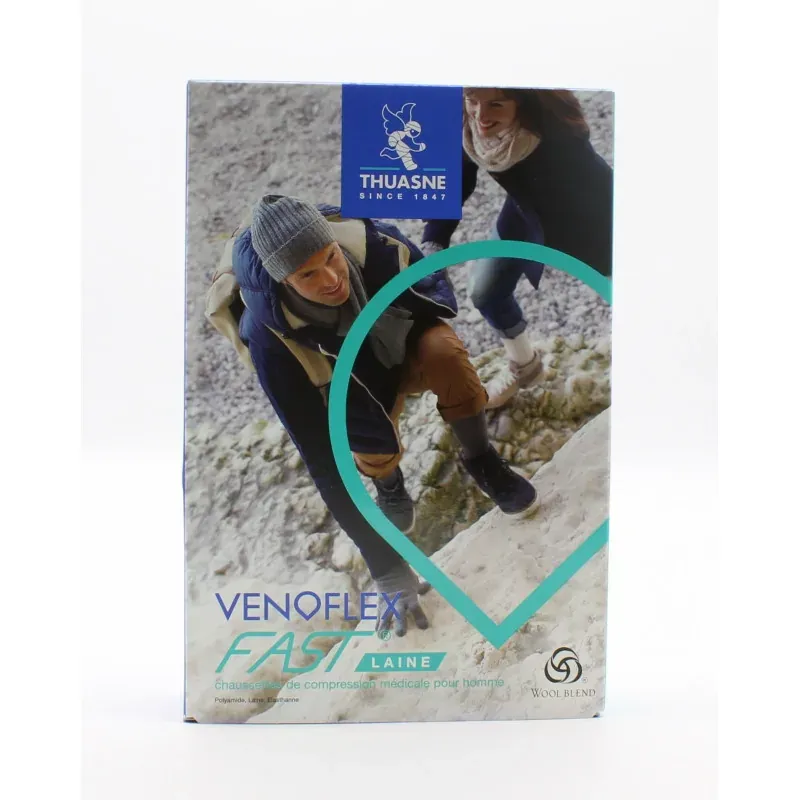 Thuasne Venoflex Fast Laine Chaussette de Compression Homme T3 Normal Noir - Univers Pharmacie