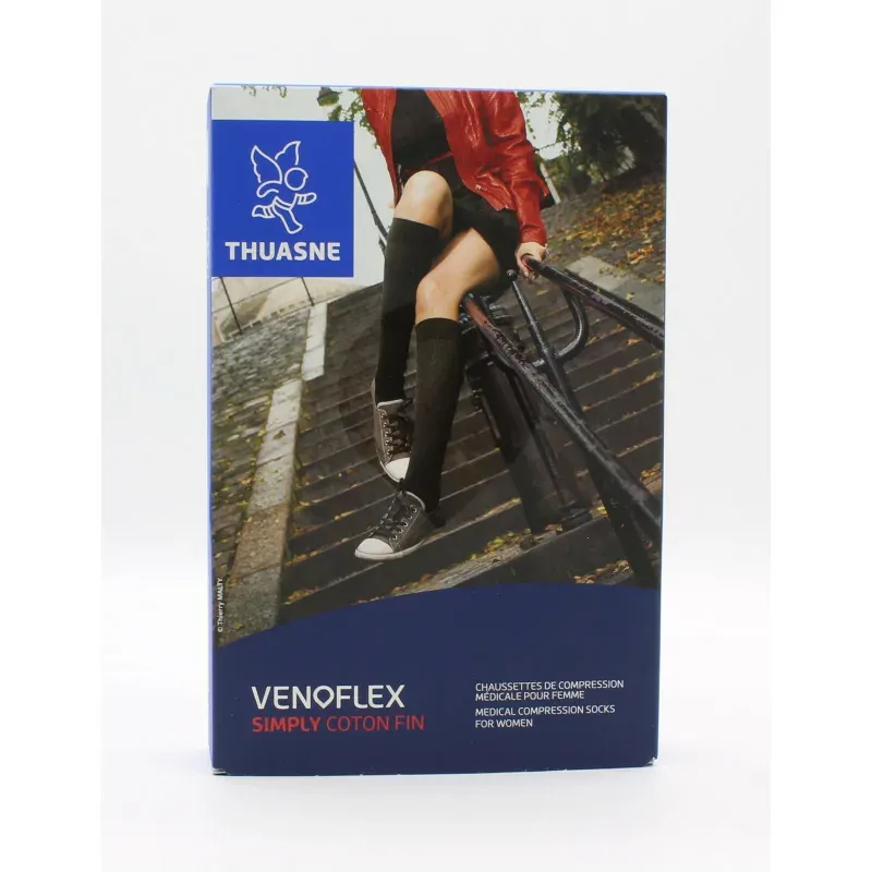 Thuasne Venoflex Simply Coton Fin Chaussettes T1N Noir