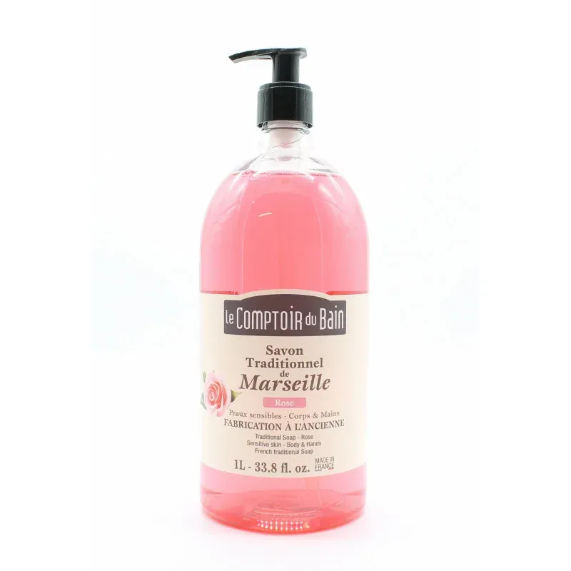 Le Comptoir du Bain Savon de Marseille Rose 1L - Univers Pharmacie