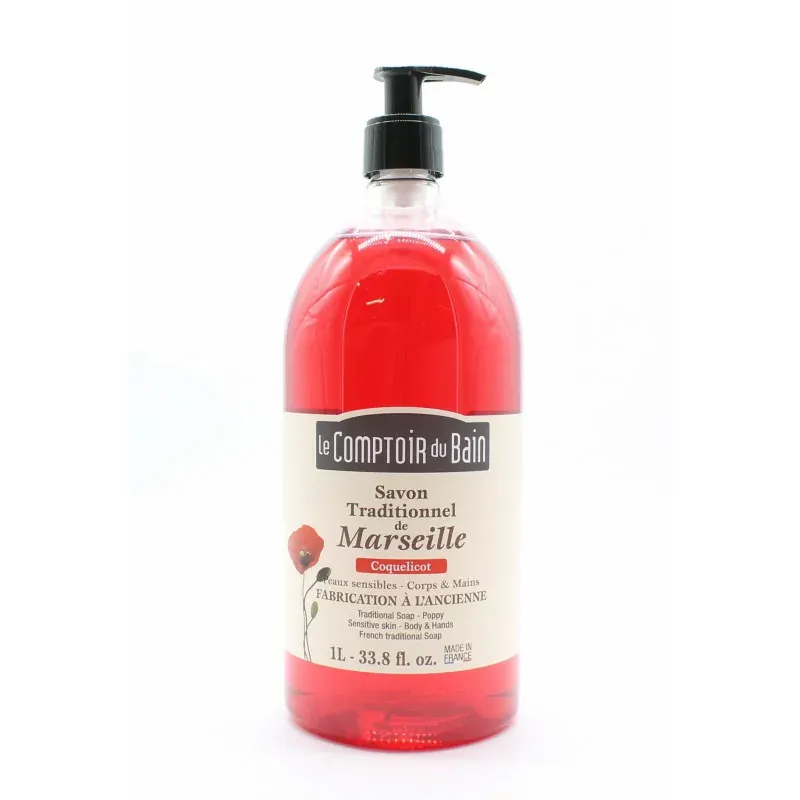 Le Comptoir du Bain Savon de Marseille Coquelicot 1L - Univers Pharmacie