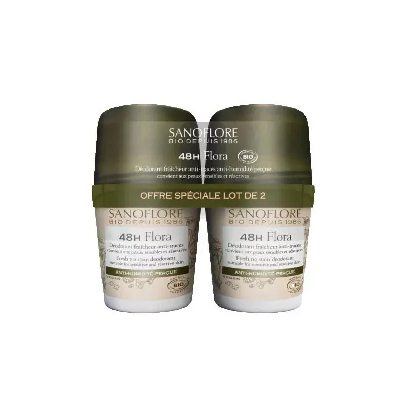 Sanoflore Flora 48H Déodorant Bille 2X50ml - Univers Pharmacie