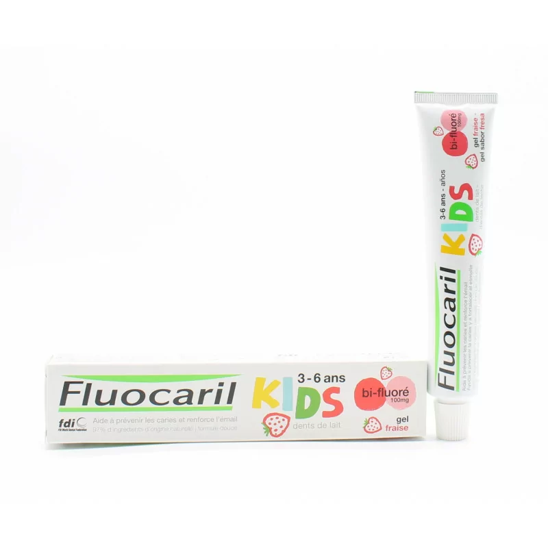 Fluocaril Kids Dentifrice Bi-fluoré 1000 mg 3-6 ans Gel Fraise 50ml - Univers Pharmacie