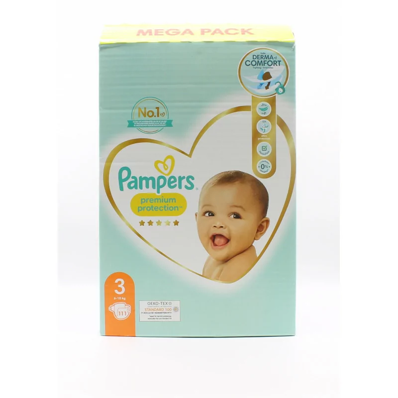 Pack 114 Couches PAMPERS Premium Protection Taille 3 (6 à 10 KG) Changes  Bébé