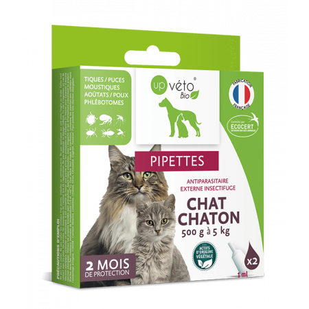 Up Véto Bio Pipettes Antiparasitaires Externes Insectifuge Chat et Chaton 2X1ml - Univers Pharmacie