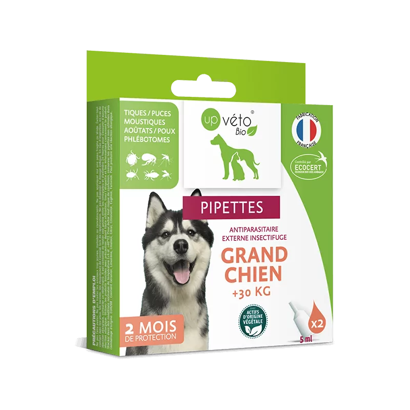 Up Véto Bio Pipettes Antiparasitaire Externe Insectifuge Grand Chien 2X5ml - Univers Pharmacie