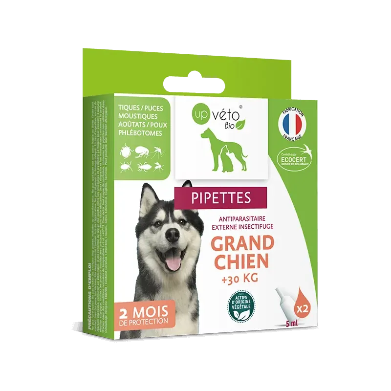 Up Véto Bio Pipettes Antiparasitaire Externe Insectifuge Grand Chien 2X5ml - Univers Pharmacie