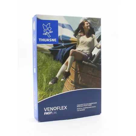 Thuasne Venoflex Fast Lin Chaussettes T4L Bleu Orage - Univers Pharmacie