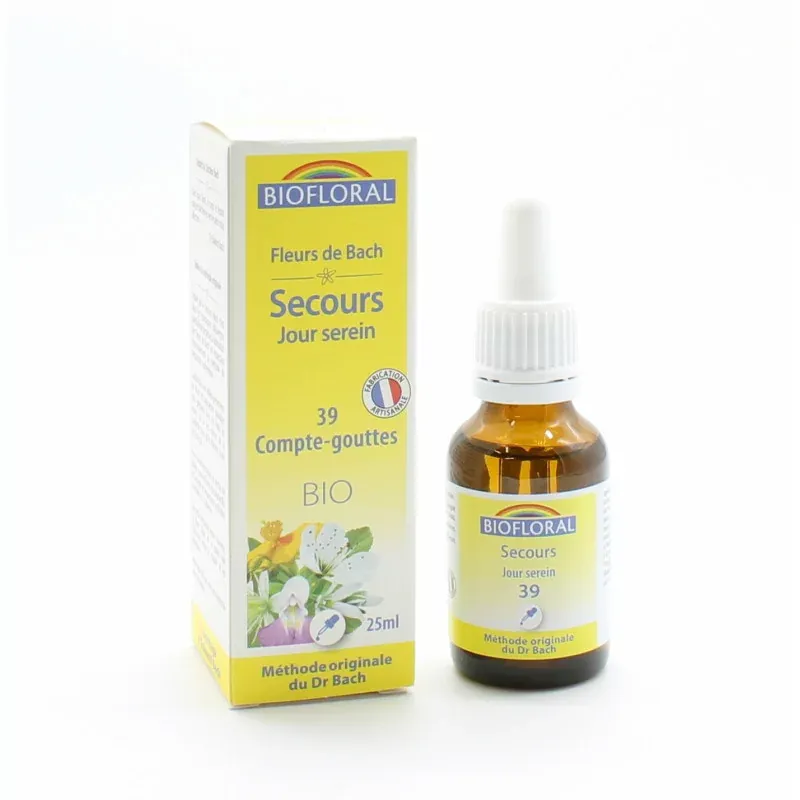 Biofloral Fleurs de Bach Bio Secours Jour Serein 39 Compte-gouttes 25ml - Univers Pharmacie