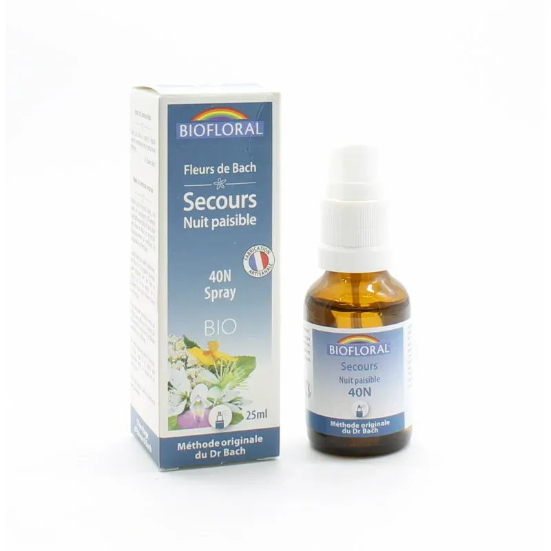 Biofloral Fleurs de Bach Bio Secours Nuit Paisible 40N Spray 25ml - Univers Pharmacie