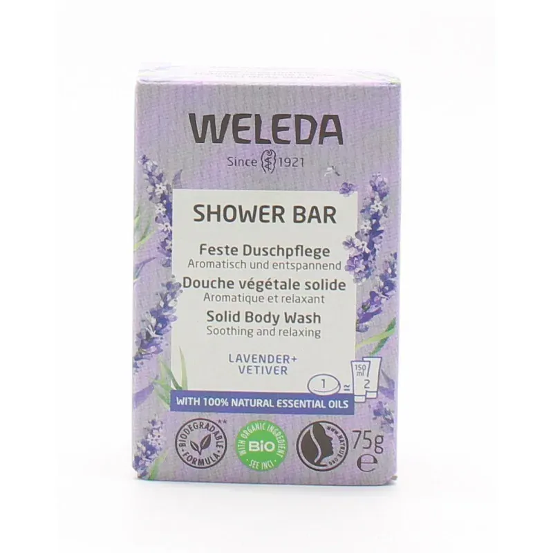 Weleda Shower Bar Savon Solide Bio Lavande et Vétiver 75g - Univers Pharmacie