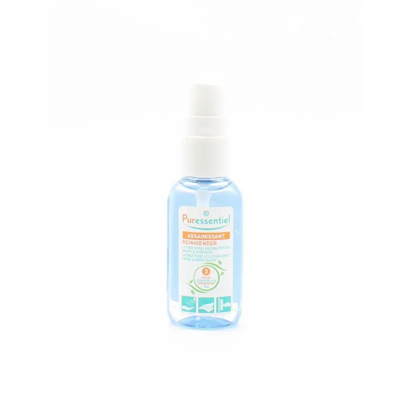 Puressentiel Assainissant Lotion Spray Antibactérien Mains & Surfaces 25ml - Univers Pharmacie