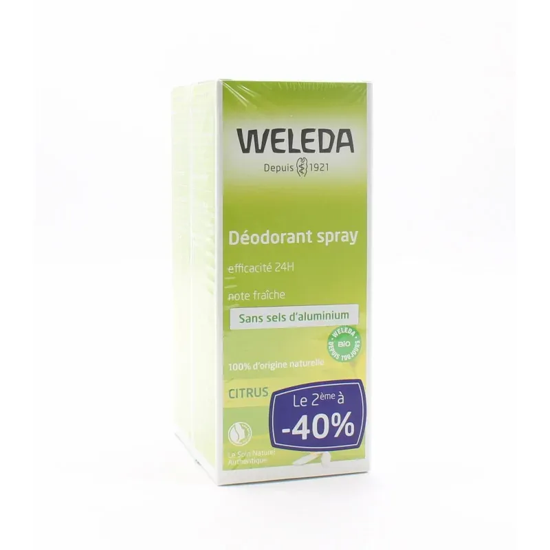 Weleda Déodorant Spray Citrus Bio 2X100ml - Univers Pharmacie Weleda Déodorant Spray Citrus Bio 2X100ml - Univers Pharmacie