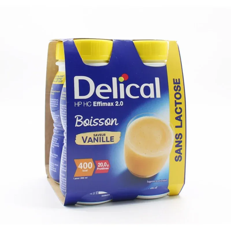 Delical HP HC Effimax 2.0 Boisson Saveur Vanille 4X200ml - Univers Pharmacie