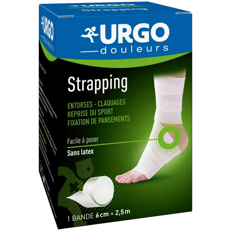 Urgo Douleurs Strapping Bande Adhésive Elastique 6cmX2,5m - Univers Pharmacie