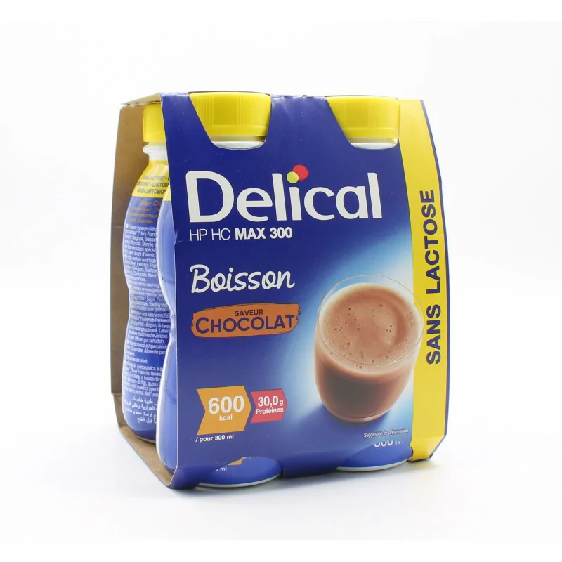 Delical HP HC Max 300 Boisson Saveur Chocolat 4X300ml - Univers Pharmacie