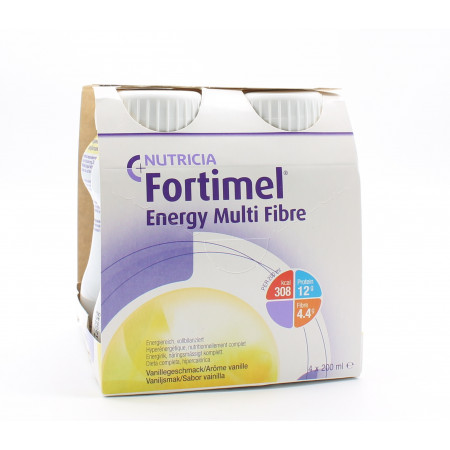 Fortimel Energy Multi Fibre Arôme Vanille 4 X200ml - Univers Pharmacie