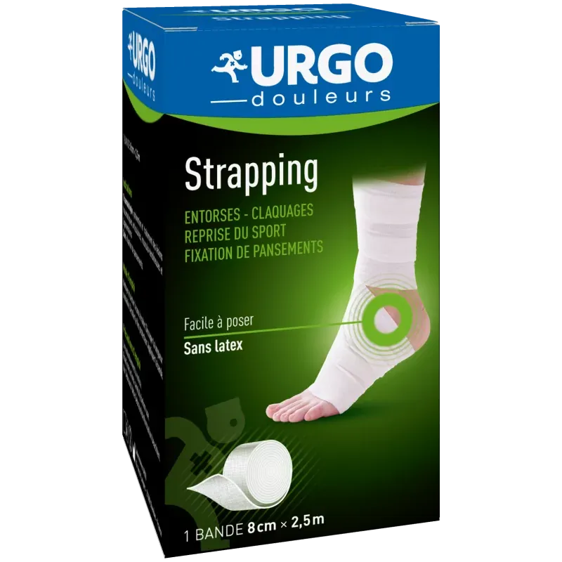 Urgo Douleurs Strapping Bande Adhésive Elastique 8cmX2,5m - Univers Pharmacie