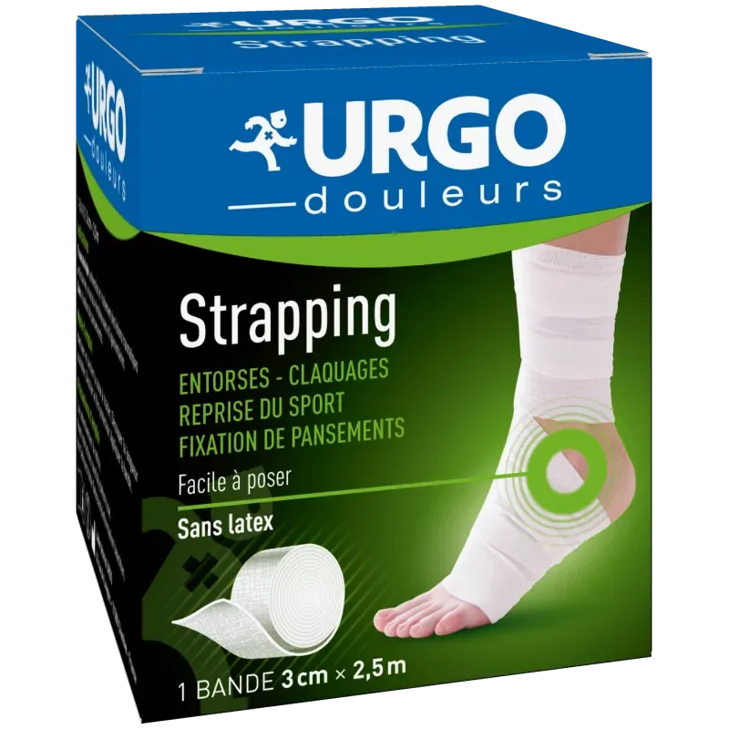 Urgo Douleurs Strapping Bande Adhésive Elastique 3cmX2,5m - Univers Pharmacie