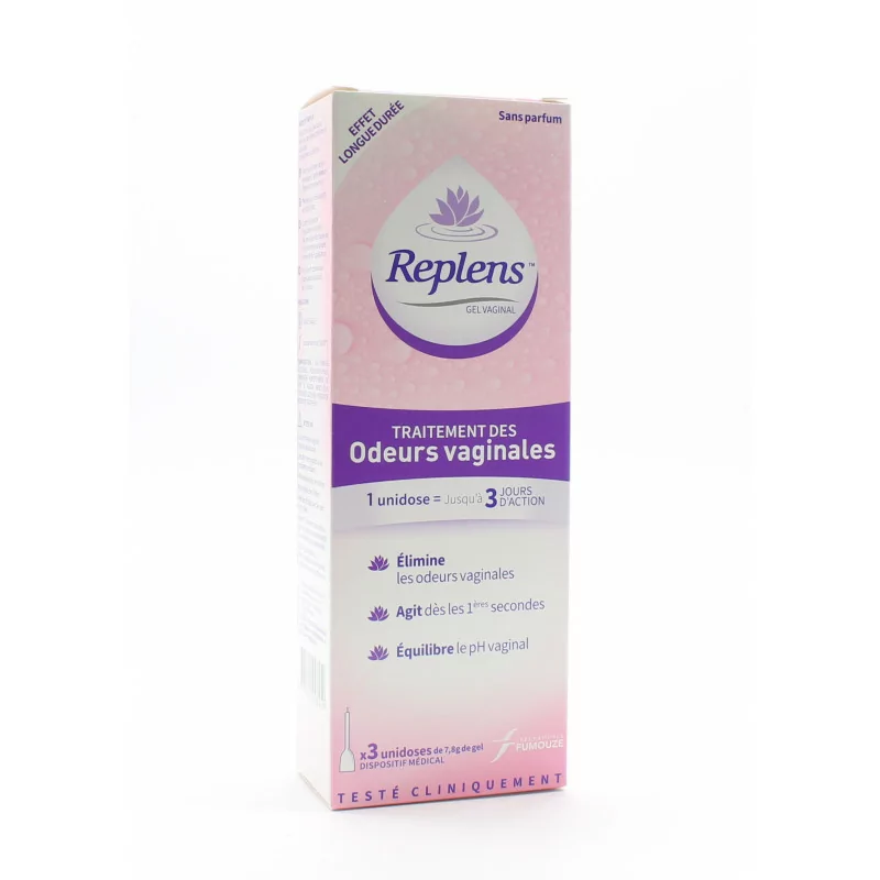 Gel traitement pour odeur vaginal REPLENS : la boite de 3 unidoses à Prix  Carrefour