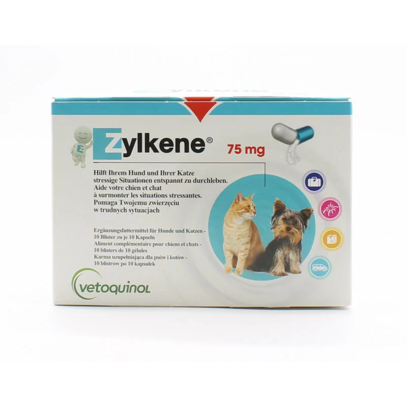 VETOQUINOL Zylkène Plus - 75 mg Chat et Chien de moins de 10 kg