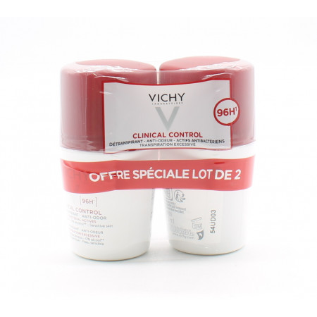 Vichy Clinical Control Détranspirant Anti-odeur 96H 2X50ml - Univers Pharmacie