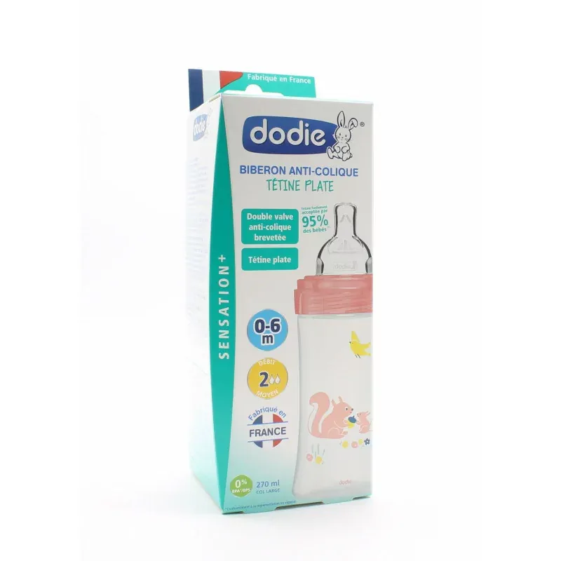 Dodie Biberon Sensation+ Anti-colique Tétine Plate 0-6mois Écureuil 270ml - Univers Pharmacie