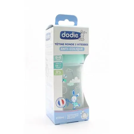 Dodie Biberon Anti-colique 3 Vitesses Tétine Ronde Vert 0-6mois 270ml - Univers Pharmacie