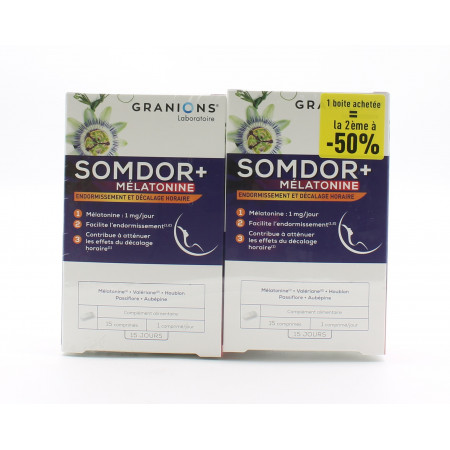 Granions Somdor+ Mélatonine 1mg 2X15 comprimés - Univers Pharmacie