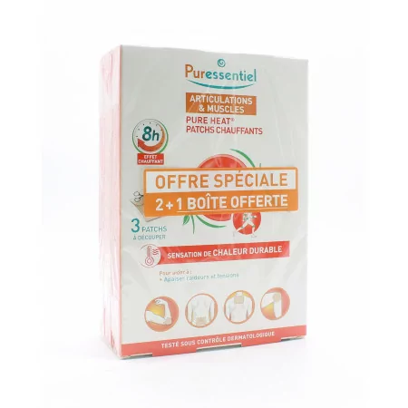 Puressentiel Pure Heat Patchs Chauffants 2+1 boîte offerte - Univers Pharmacie