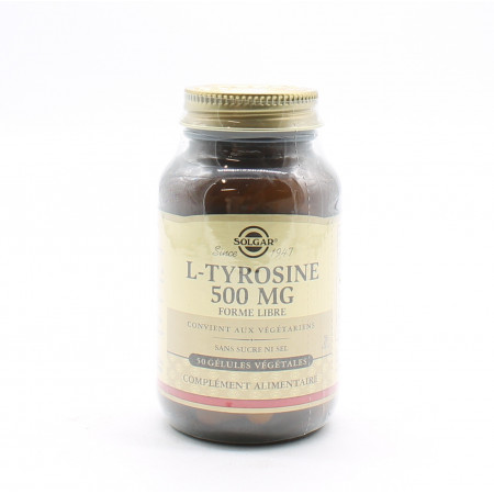 Solgar L-Tyrosine 500mg 50 gélules - Univers Pharmacie