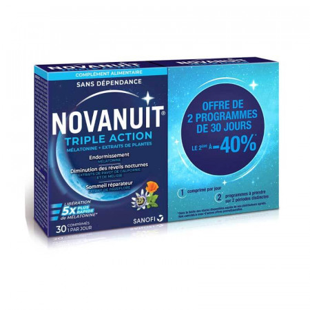 Novanuit Triple Action 2X30 comprimés - Univers Pharmacie