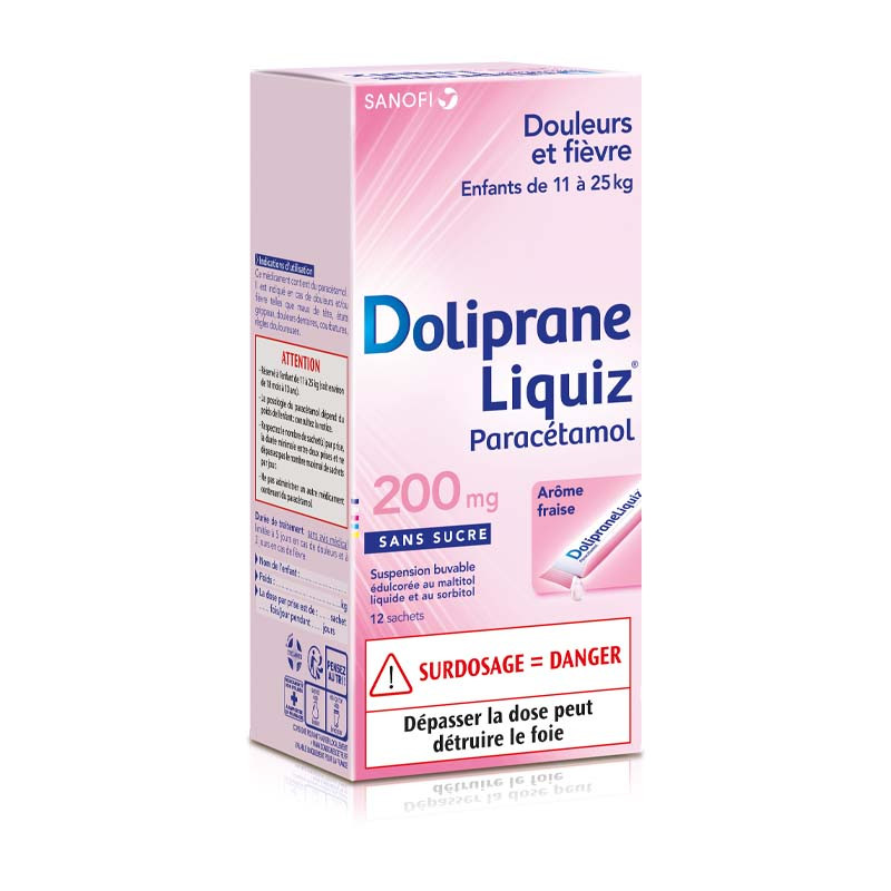 Doliprane Liquiz 200mg 12 sachets - Univers Pharmacie