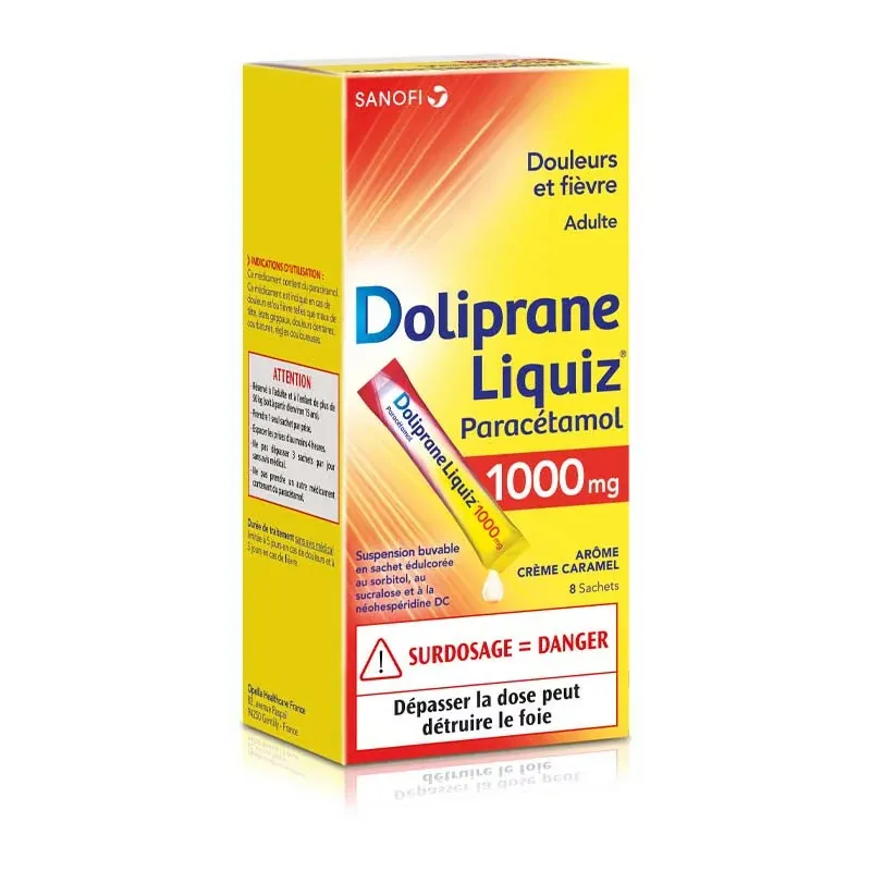 Doliprane Liquiz 1000mg 8 sachets - Univers Pharmacie