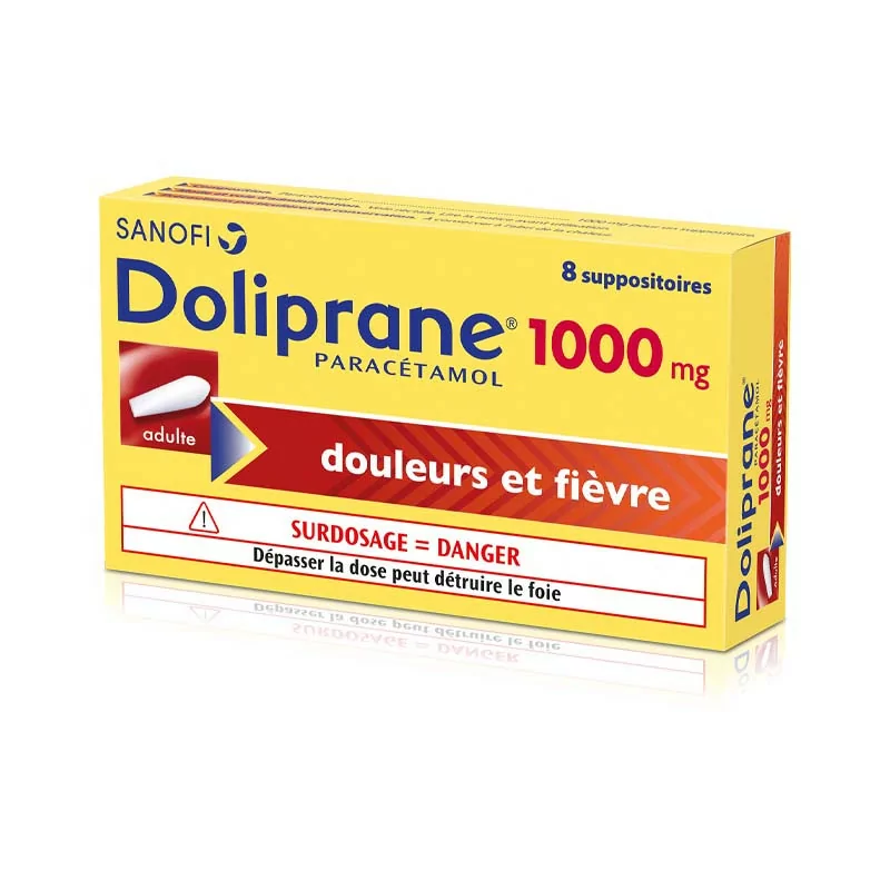 Doliprane 1000mg 8 suppositoires - Univers Pharmacie