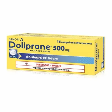 Doliprane 500mg 16 comprimés effervescents - Univers Pharmacie
