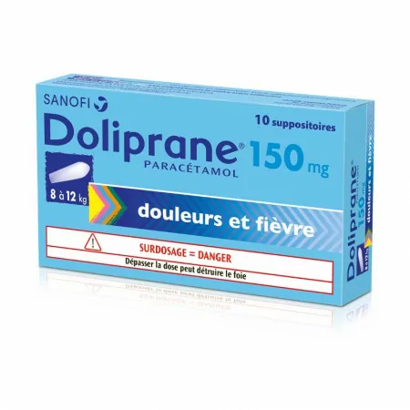 Doliprane 150mg 10 suppositoires - Univers Pharmacie