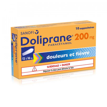 Doliprane 200mg 10 suppositoires - Univers Pharmacie