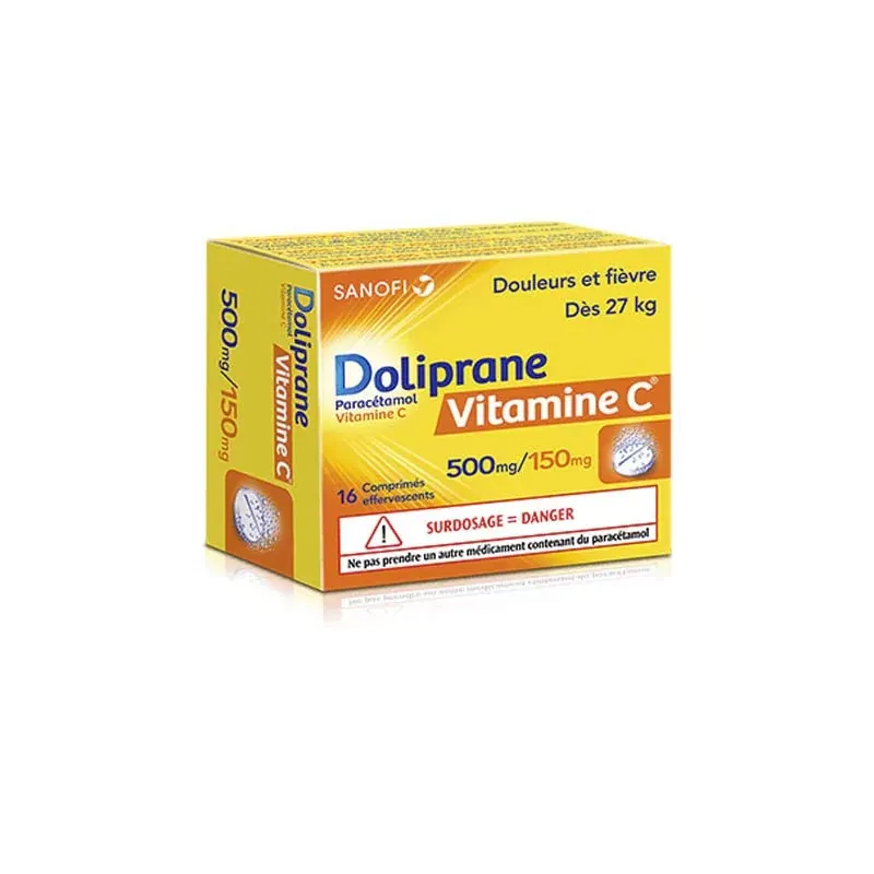 Doliprane Vitamine C 500mg/150mg 16 comprimés - Univers Pharmacie